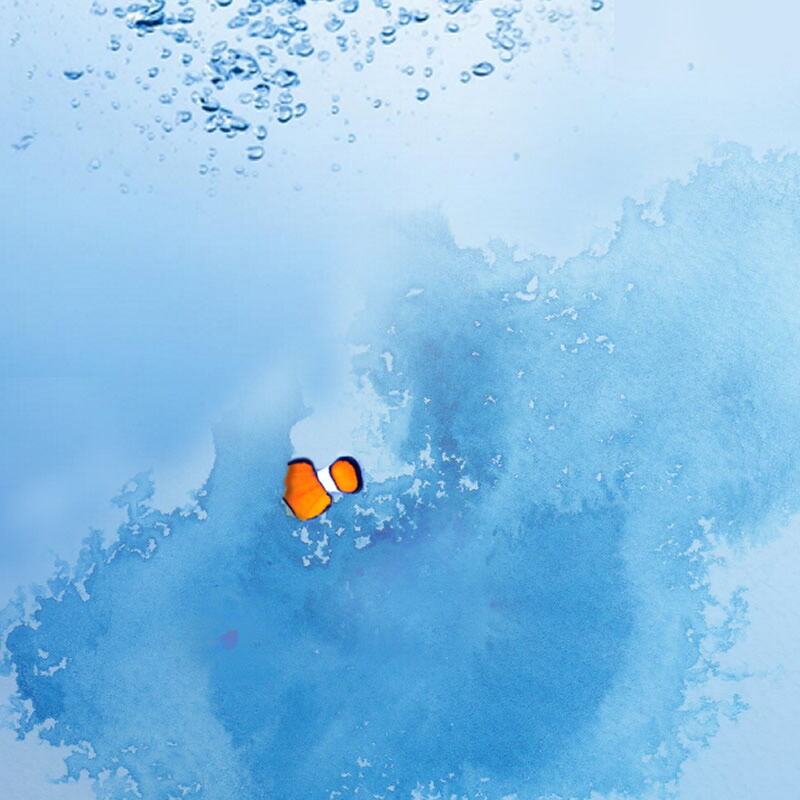 Wasser, Freie Illustration, Aquarell und Collage