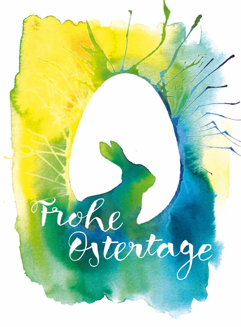 Ostergrußkarte, Aquarell und Handlettering