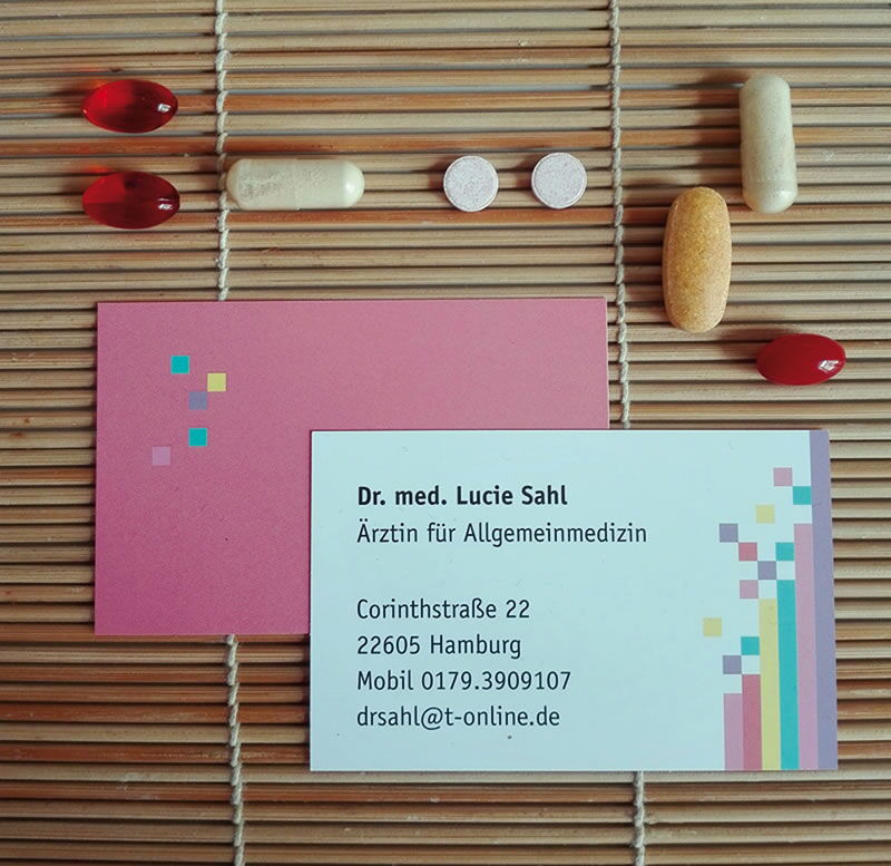 Gestaltung einer Visitenkarte für eine Ärztin mit orthomolekularem Schwerpunkt